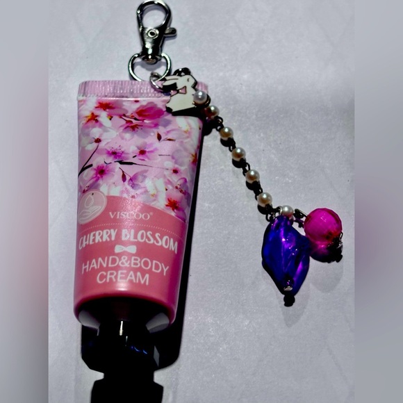 Cherry Blossom Hand & Body Cream with Keychain/ bag charm unique gift - Picture 1 of 5